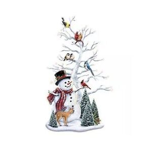 Dona Gelsinger Winter's Gathering Snowman & Songbird Tabletop Centerpiece